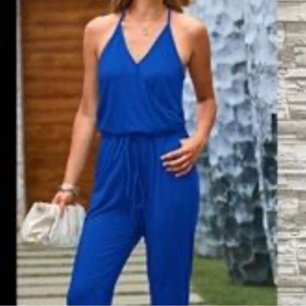 Ecowish Royal Blue Halter Jumpsuit